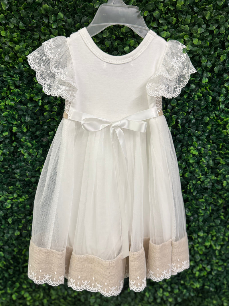 Macis Design Girls’ Taupe and Lace Changing Outfit 376A