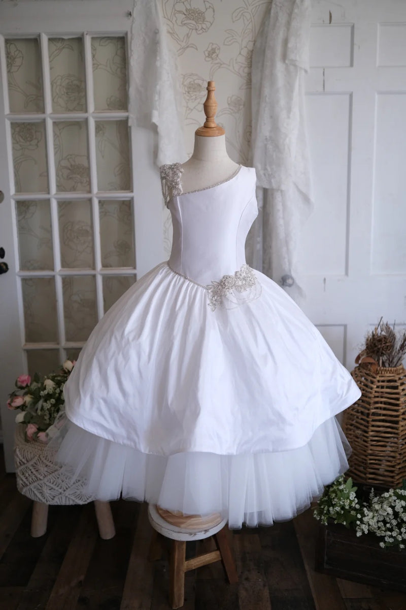 Christie Helene Custom Made Bead Applique Silk Gown Giselle
