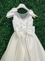 Michelina Bimbi Communion Bow Gown with Asymmetrical Pleating B4033AM