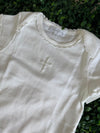Girls Pina Cotton Ruffle Onesie with Rosette Cross