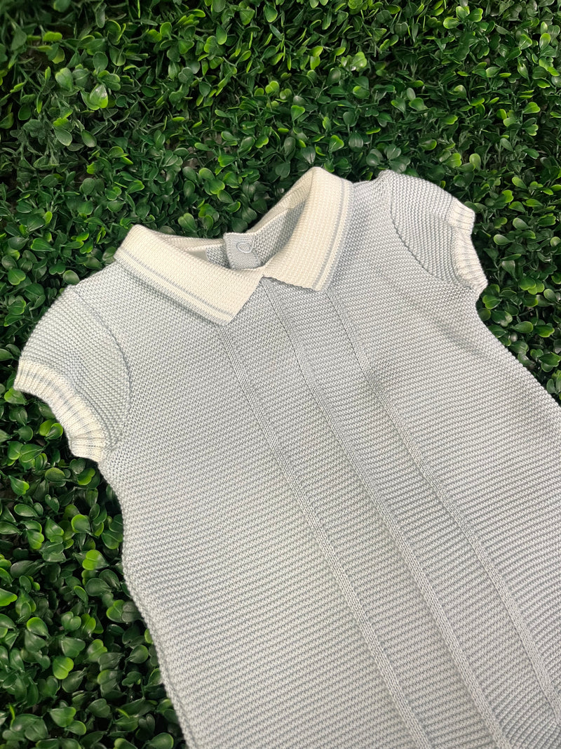 Dolce Goccia Boys' Blue Cotton Knit Romper
