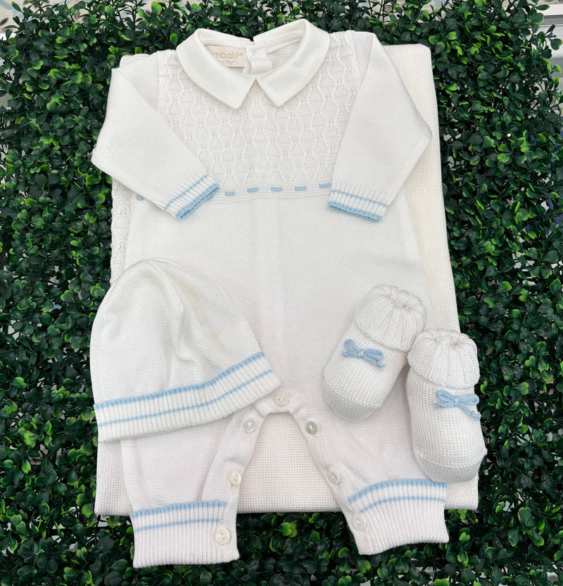 Sara’s Favorite! Made in Italy!  Bimbalo Boys' White / Blue 4pc Set