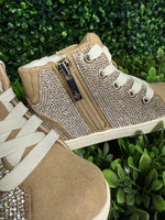 Nina Girls’ Gold Rhinestone High Top Sneaker