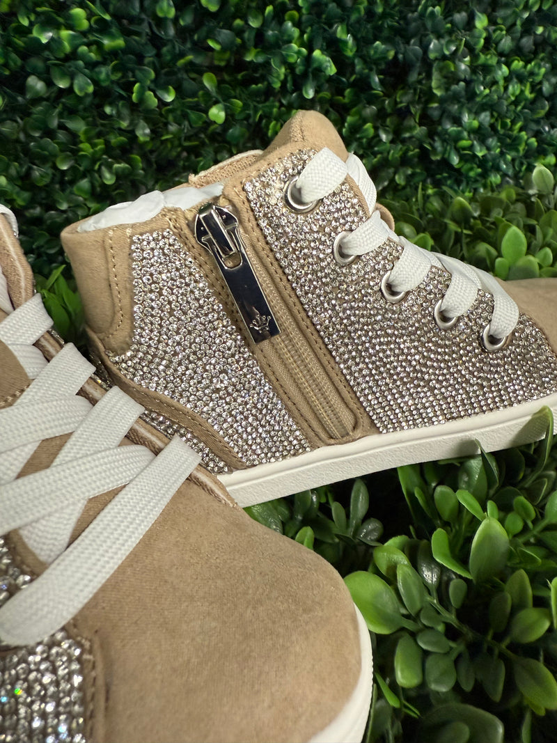 Nina Girls’ Gold Rhinestone High Top Sneaker