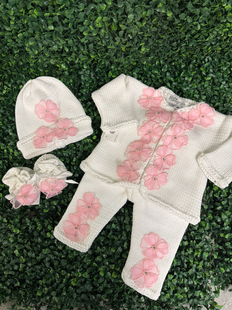 Girls’ Cotton Knit Cherry Blossom Set