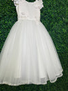 Joan Calabrese White 3D Rosette Lace Communion Dress 125512