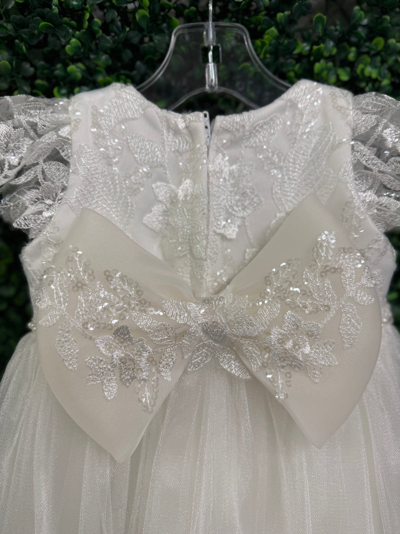 Nan & Jan Beaded Flower Lace Christening Gown - Eloise