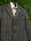 Leo & Zachary Boys Blue and Grey Plaid 3 Piece Suit 5451