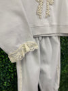 Oh La La Couture Girls’ Lavender Lace Trimmed Pearl Bow Set
