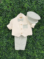 Michelina Bimbi 5 Piece Linen Shorts and Vest Outfit with Cap 7672
