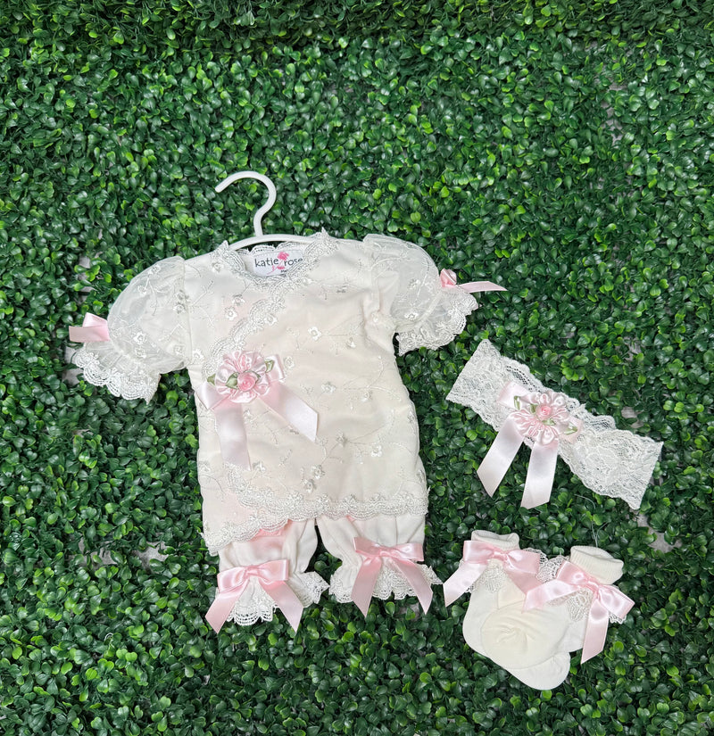 Katie Rose, Lace Rosette Four Piece Outfit Set