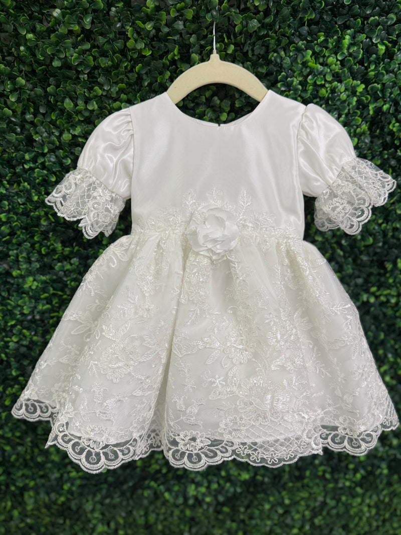 Macis Design Girls’ Taffeta and Lace Christening Dress CH1294