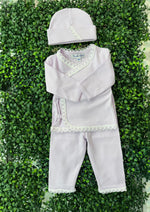 Sippy Baby Girls' Pima Cotton Lilac 3pc Crochet Lace Set