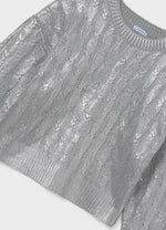 Mayoral Girls’ Silver Shimmer Knit Skirt Set Plus Size 7309