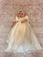 Piccolo Bacio Mila Metallic Lace Christening Gown