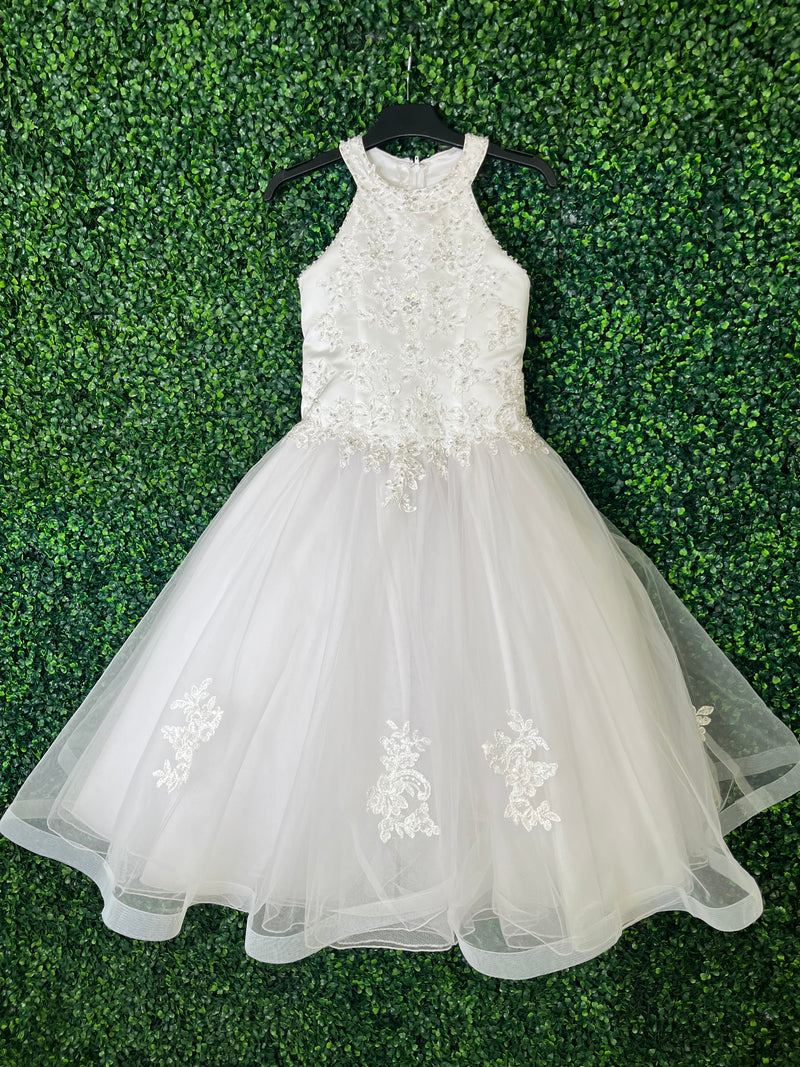 Christie Helen Girls’ Halter Beaded Tulle Gown- Sample Sale