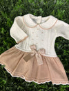 Dolce Goccia Girls’ Cotton Knit Dress and Footed Pants Three Piece Set