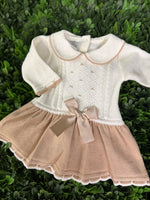 Dolce Goccia Girls’ Cotton Knit Dress and Footed Pants Three Piece Set