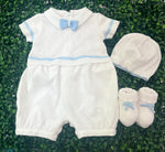 Made in Italy! Bimbalo Linen and Knit Boys Romper Set
