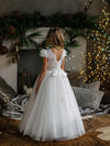 Teter Warm Lace Cap Flutter Sleeve Gown SK15
