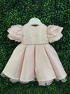 Bimbalo’ Girls' Tiered Puff Sleeve Pink Shimmer Party Dress