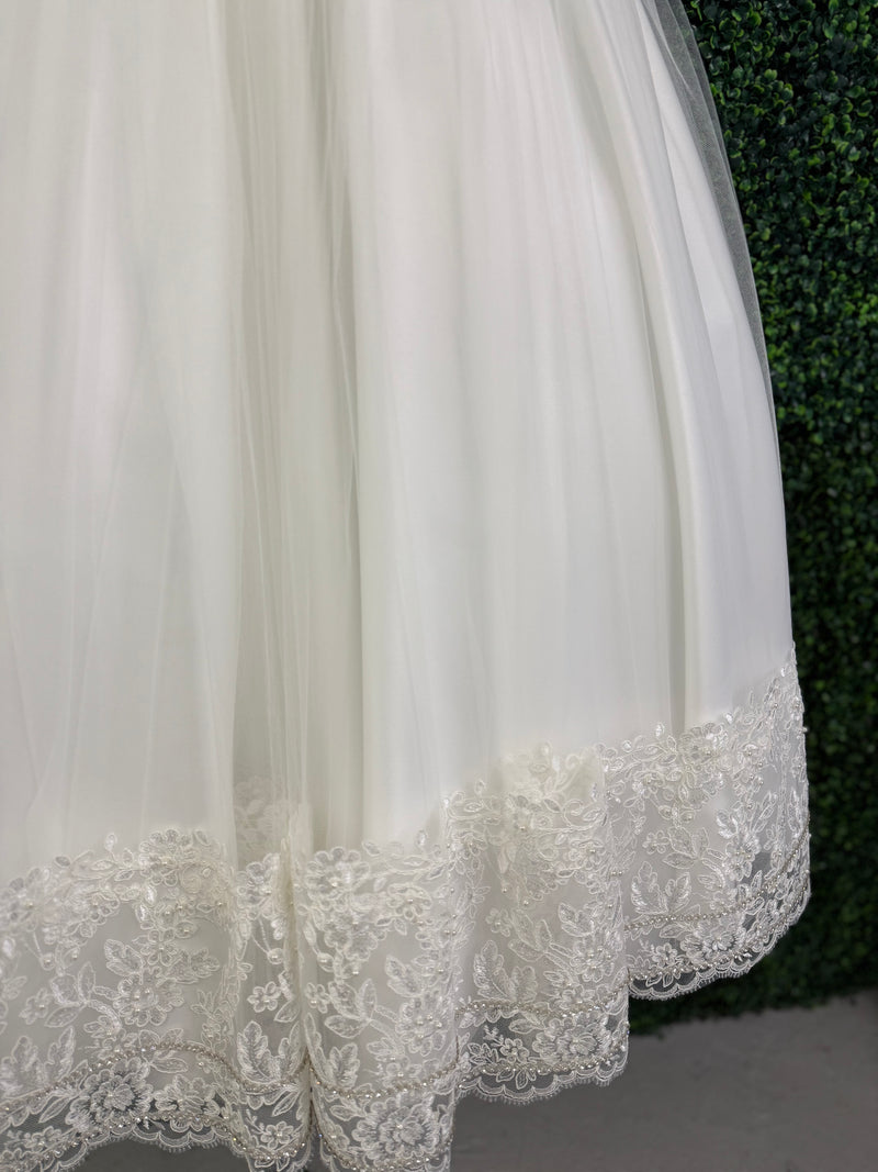 Nan & Jan Lace Cap Sleeve Communion Long Gown - Kelly