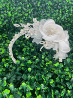 Nan & Jan Satin Flower Pearl Crystal Headband