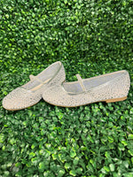 Nina Girls’ Silver Mesh Flats with Rhinestone Detail