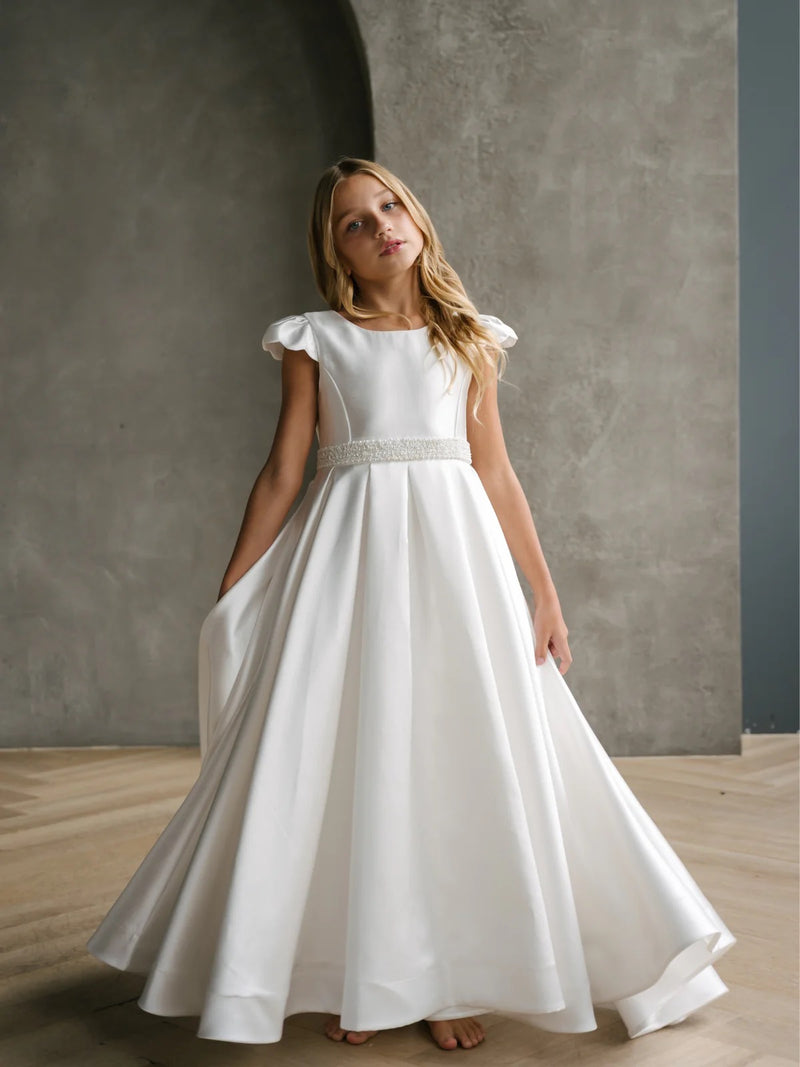 box pleat long dress Box Pleated Flowered Jacquard Gown NAVY