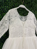 Teter Warm Elbow Sleeve Scallop Soft Lace Tiered Gown SK36