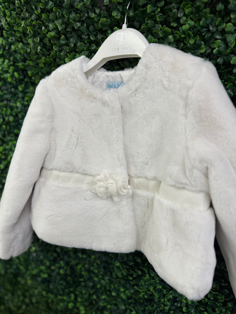 Abel & Lula Girls’ Off White Fur Bolero 5818