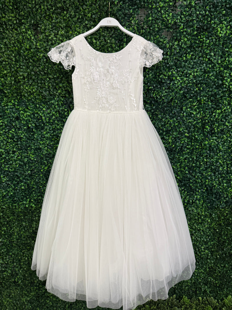 Teter Warm Scattered 3D Floral Bodice Tulle Long Gown GS04