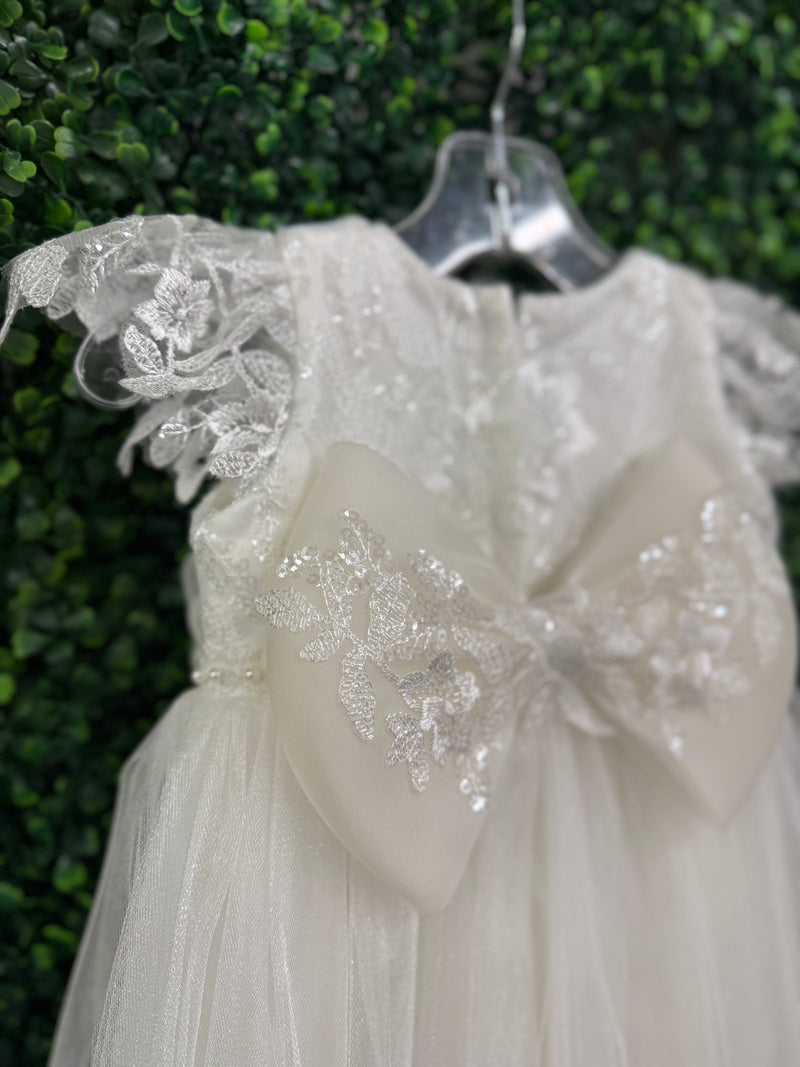 Nan & Jan Beaded Flower Lace Christening Gown - Eloise