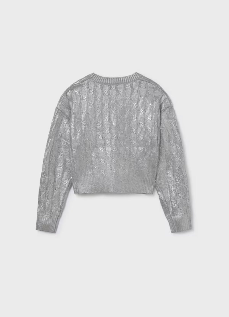 Mayoral Girls’ Silver Shimmer Knit Skirt Set Plus Size 7309