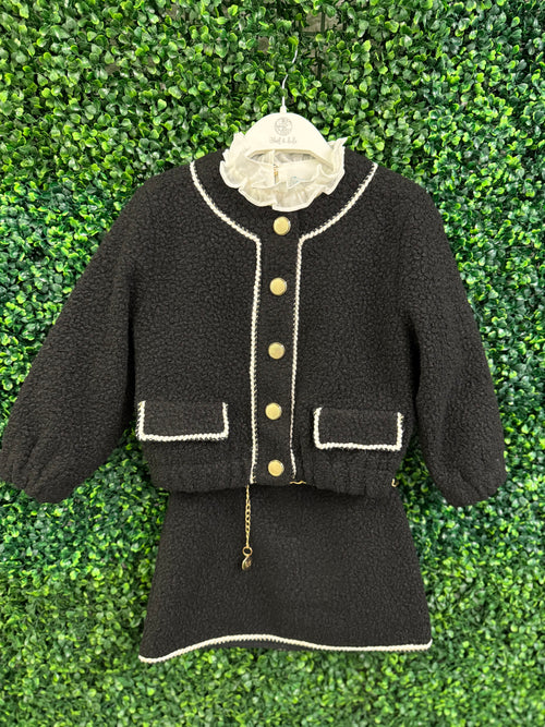 Abel & Lula Faux Shearling Lady Jacket and Skirt Set 5843