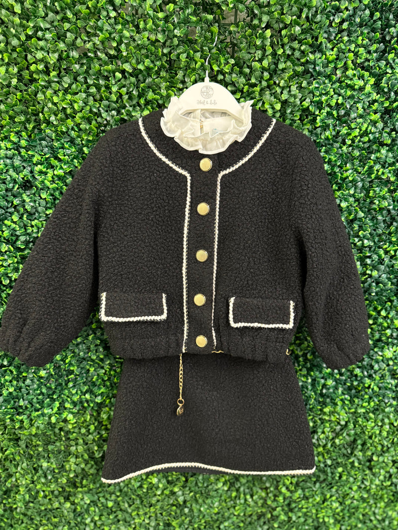 Abel & Lula Faux Shearling Lady Jacket and Skirt Set 5843