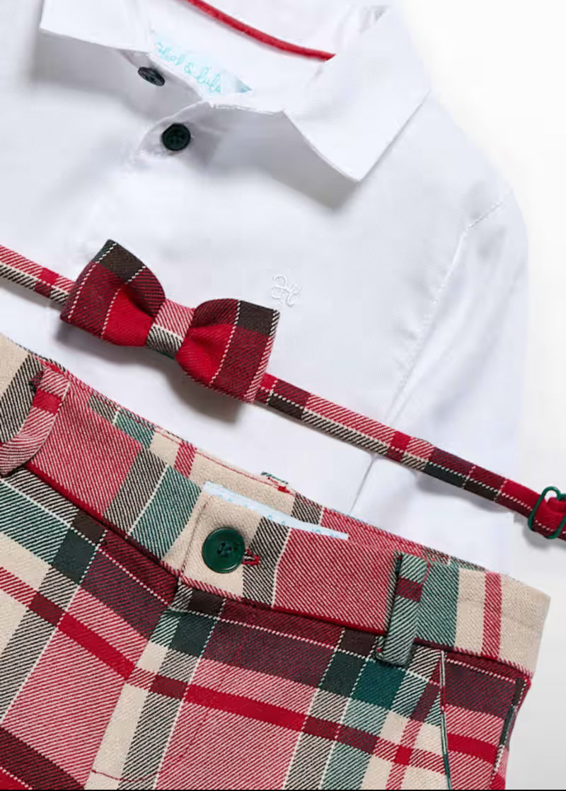 Abel & Lula Boys’ Button up and Tartan Knicker Three Piece Set 5706