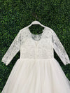 Teter Warm Elbow Sleeve Scallop Soft Lace Tiered Gown SK36