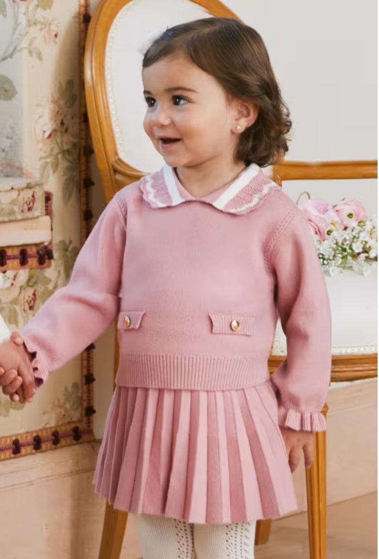 Abel & Lula Rose Pleated Knit Skirt Set 5516