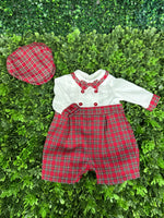 Bimbalo' Tartan Plaid Boys Bubble Romper Set