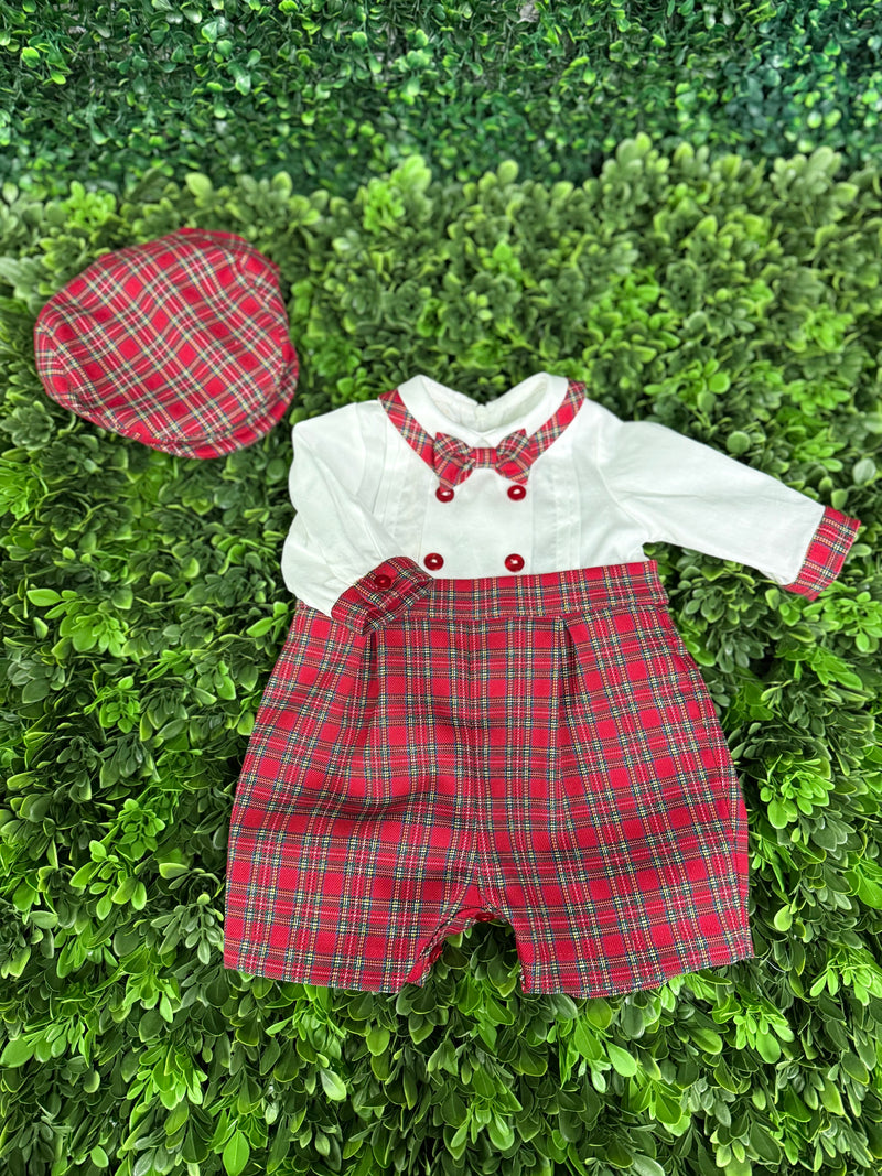 Bimbalo' Tartan Plaid Boys Bubble Romper Set