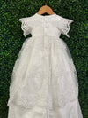 Piccolo Bacio Girls' Lace Flutter Sleeve Baptism Gown Nicolette