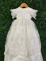 Piccolo Bacio Girls' Lace Flutter Sleeve Baptism Gown Nicolette
