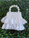 Girls’ Tweed and Lace Pearl Beaded Handle Purse