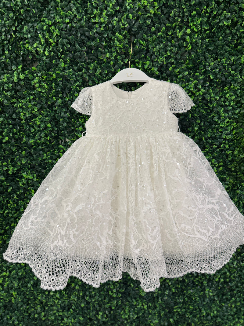 Teter Warm Floral Beaded Lace Baptism Dress - BS51