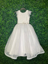 Nan & Jan Lace Peneople Communion Organza Dress with Rhinestone Flower