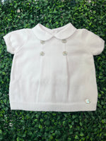 Martin Aranda Peter Pan Collar White Knit Bloomer Set