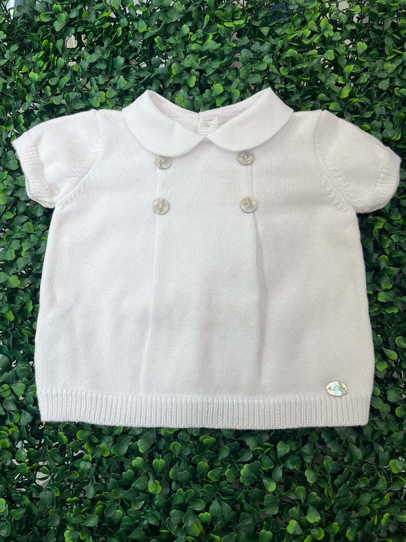 Martin Aranda Peter Pan Collar White Knit Bloomer Set