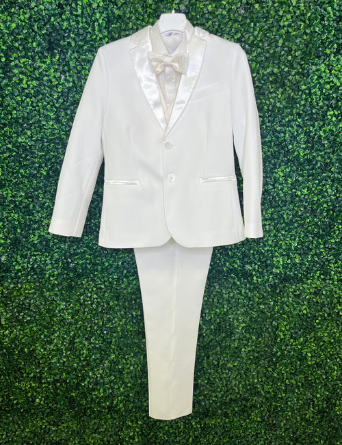 Michelina Bimbi Italian Silk Lapel White Communion 3pc Suit MRF2