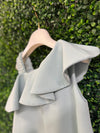 Bimbalo’ Girls' Blue Crepe Asymmetrical Dress with Rhinestone and Pearl Accento